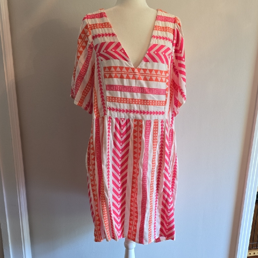 Old Navy Pink and Orange Geometric Mini Dress